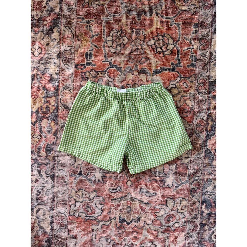 Pigollino 4T Green Seersucker Boys Cotton Shorts